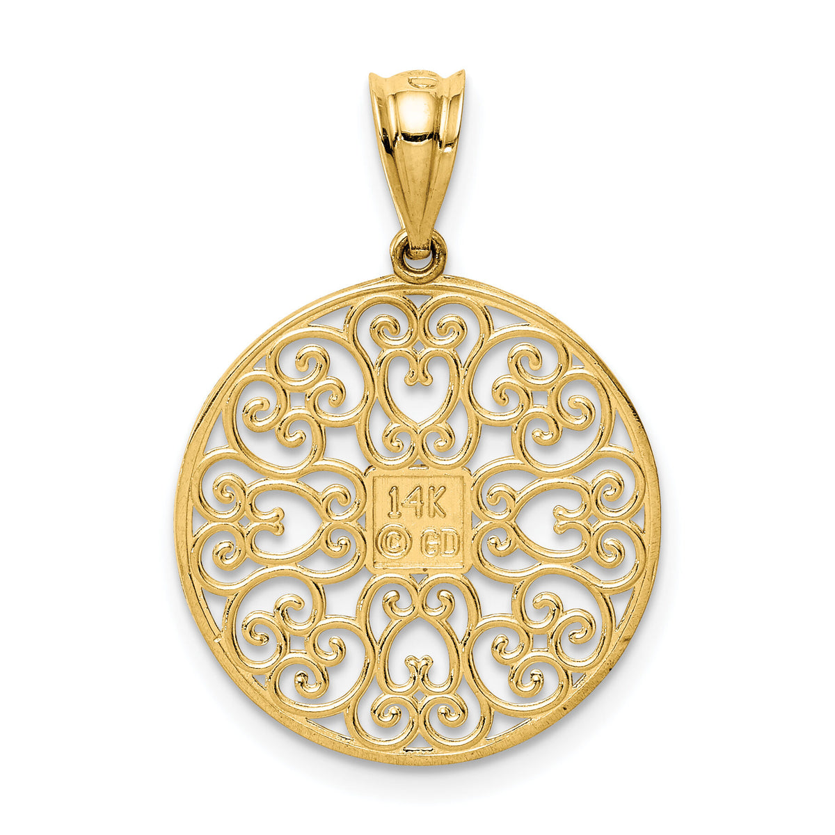 14K Fancy Filigree / Diamond Cut Charm-D3348