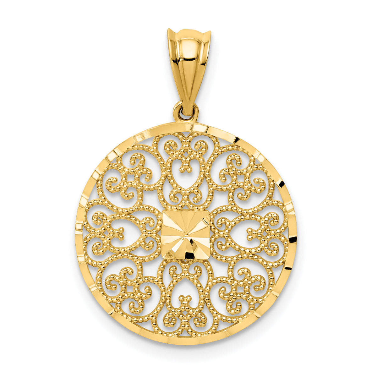 14K Fancy Filigree / Diamond Cut Charm-D3348