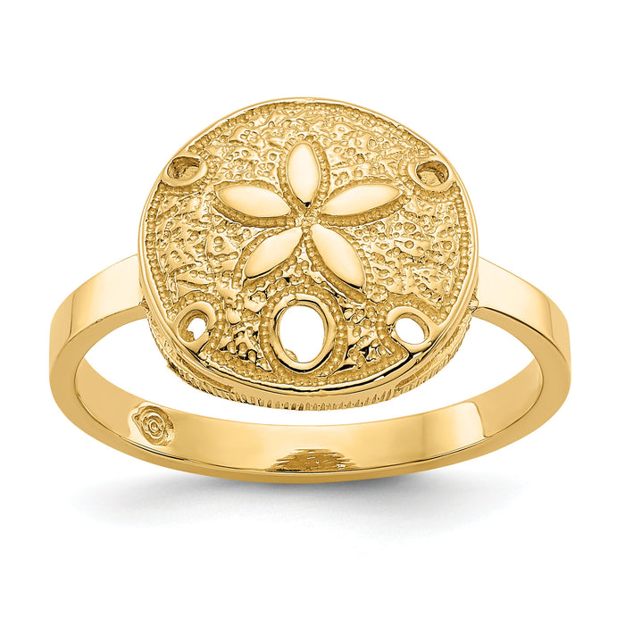 14k Polished Sand Dollar Ring-D335