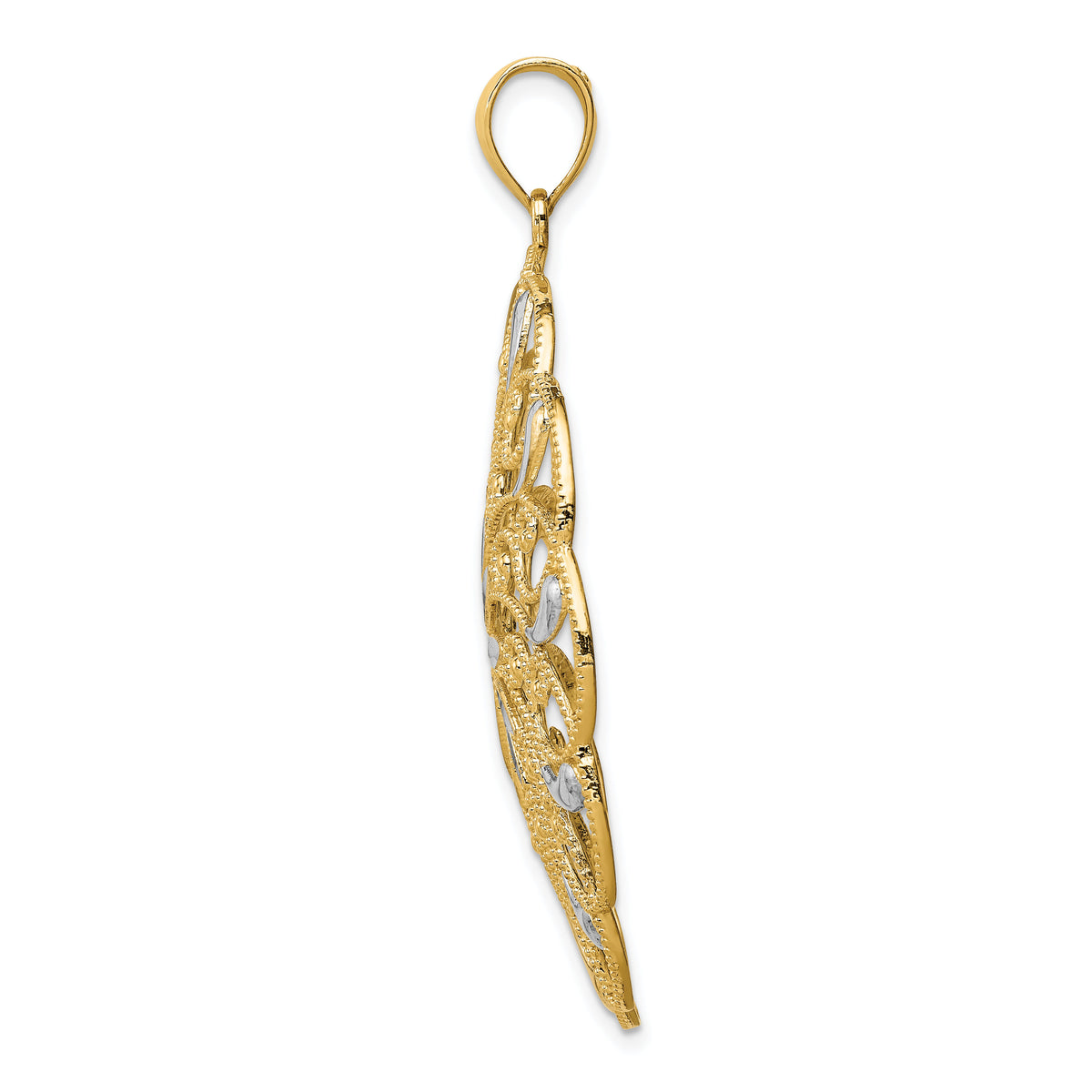 14k and White Rhodium Meridian Swirl Pendant-D3350