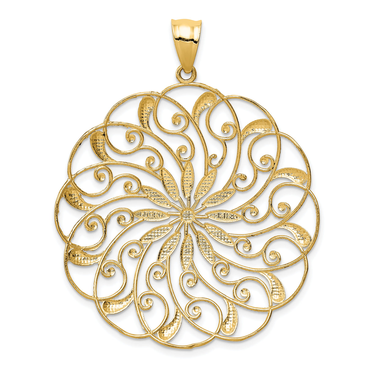 14k and White Rhodium Meridian Swirl Pendant-D3350
