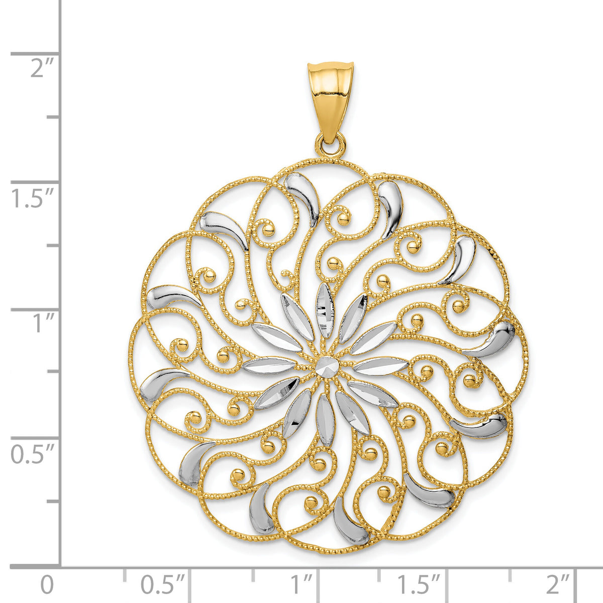 14k and White Rhodium Meridian Swirl Pendant-D3350