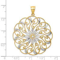 14k and White Rhodium Meridian Swirl Pendant-D3350