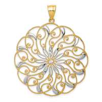 14k and White Rhodium Meridian Swirl Pendant-D3350