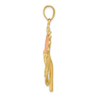 14k Two-tone Sunflower Pendant-D339