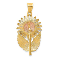 14k Two-tone Sunflower Pendant-D339