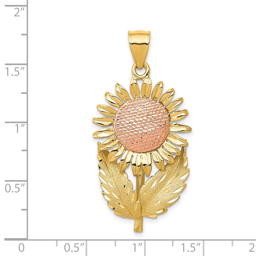 14k Two-tone Sunflower Pendant-D339