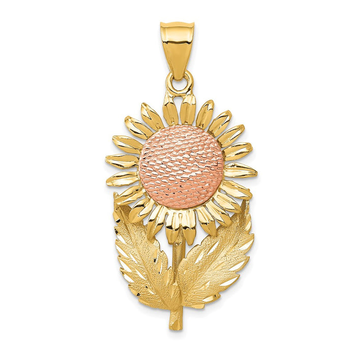 14k Two-tone Sunflower Pendant-D339