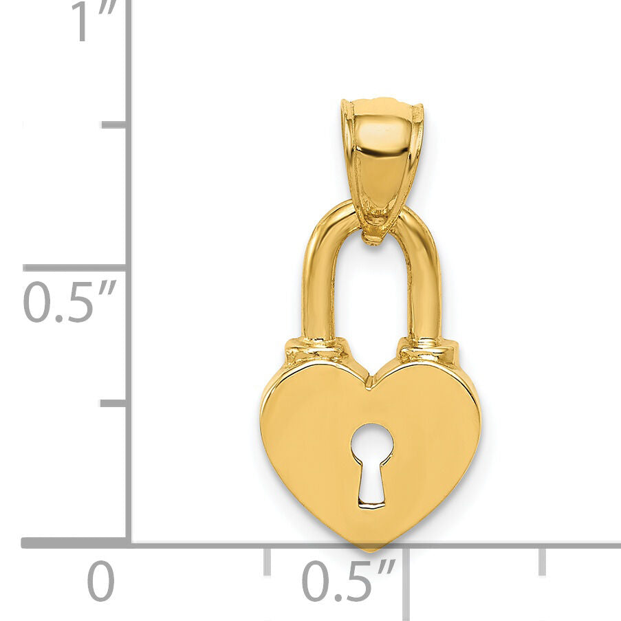 14K Polished Heart Lock Charm-D3404