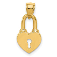 14K Polished Heart Lock Charm-D3404