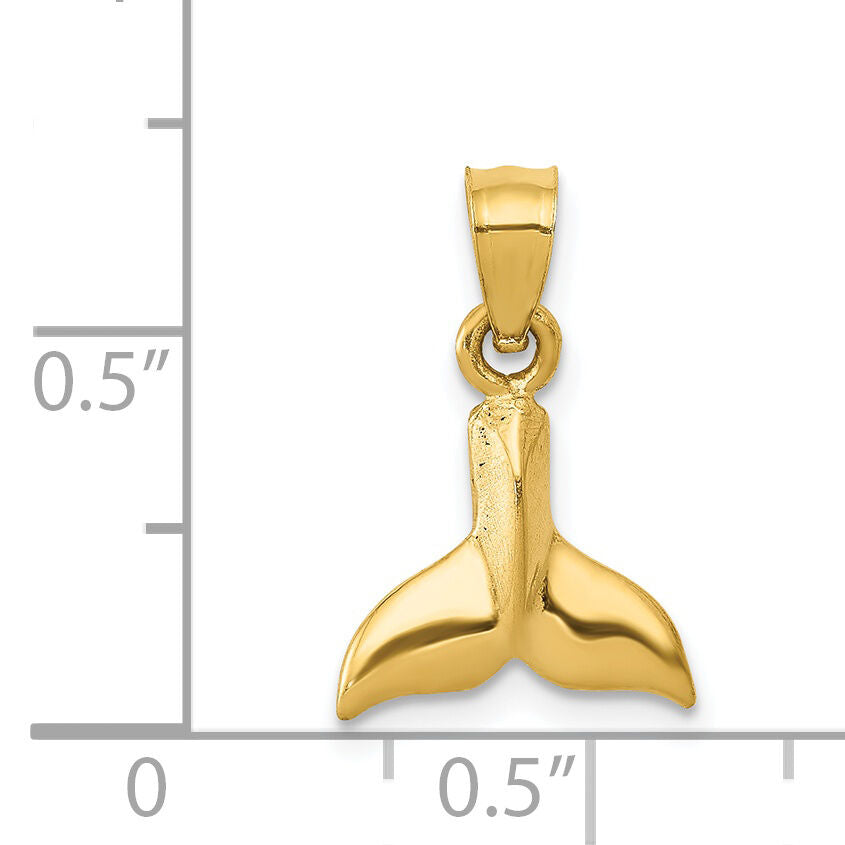 14K 3D Whale Tail Pendant-D3415