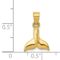 14K 3D Whale Tail Pendant-D3415