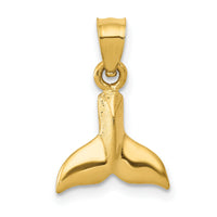 14K 3D Whale Tail Pendant-D3415
