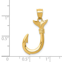 14K 3D Whale Tail Hook Pendant-D3417