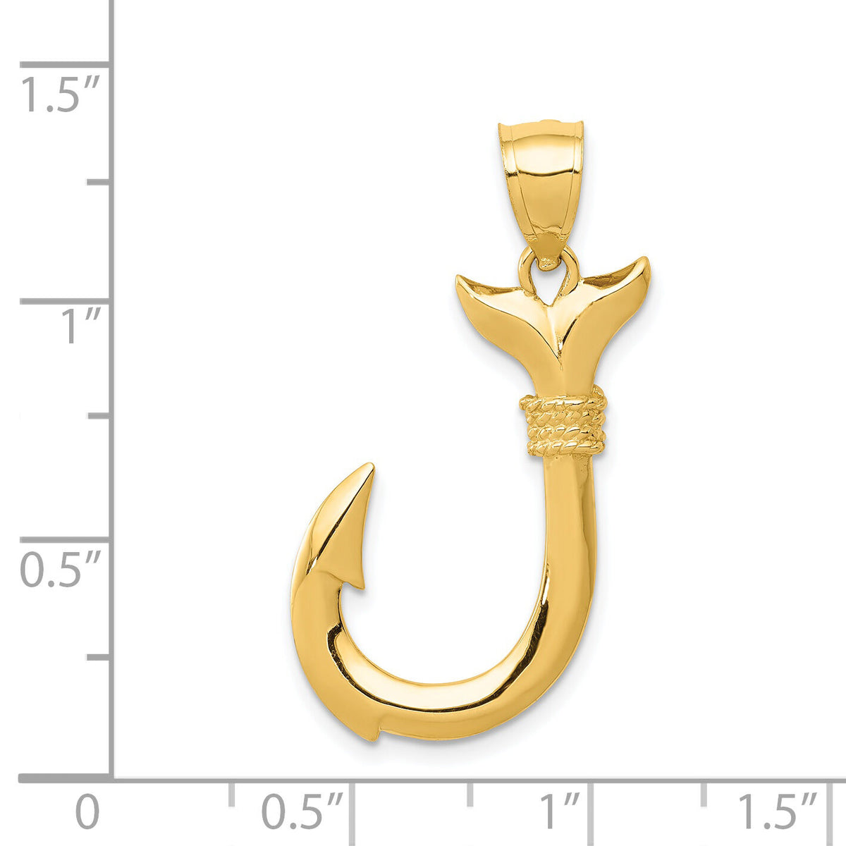 14K 3D Whale Tail Hook Pendant-D3418