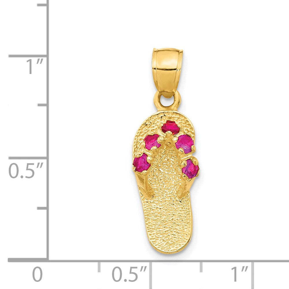 14k  3D January/CZ Birthstone Flip Flop Pendant-D3421