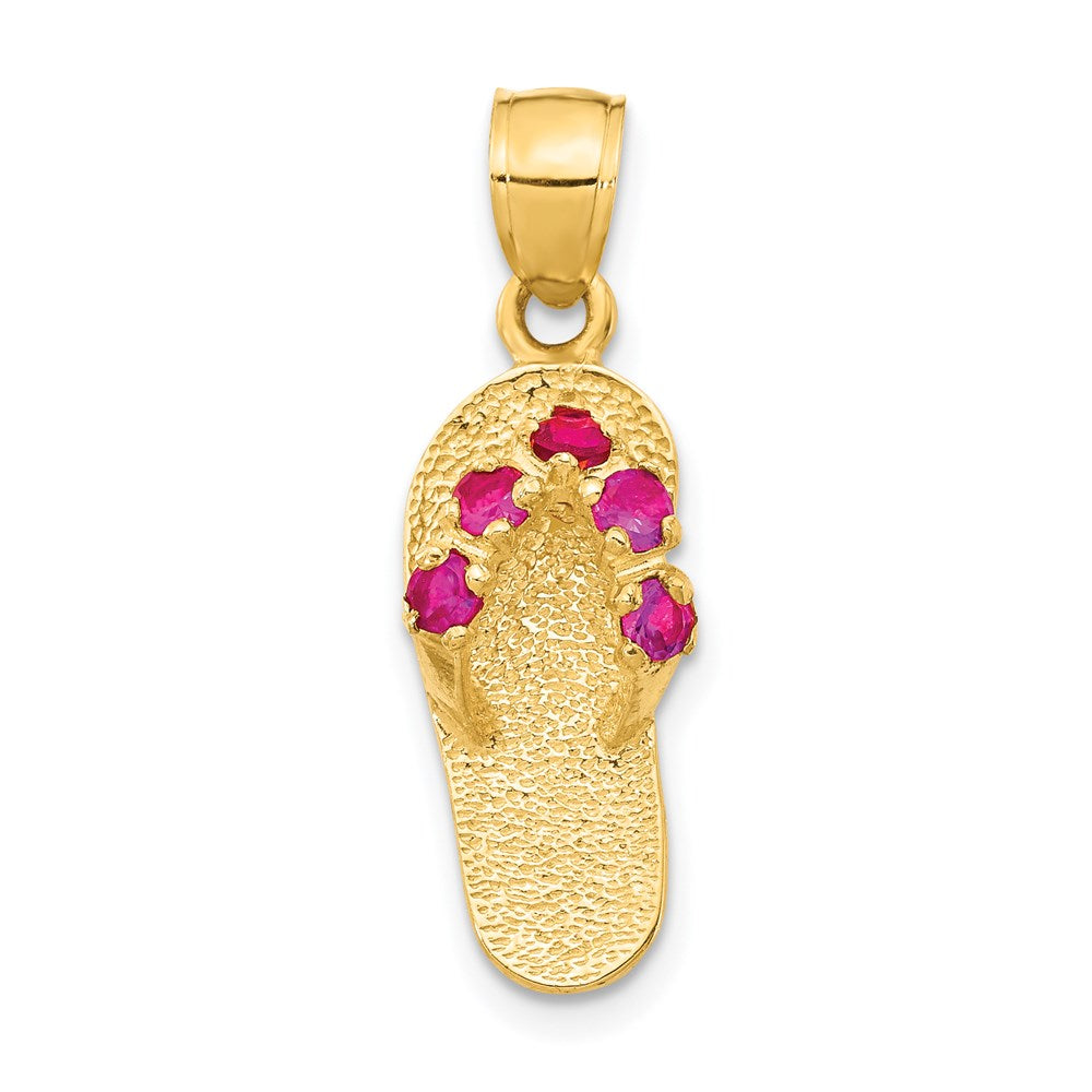 14k  3D January/CZ Birthstone Flip Flop Pendant-D3421