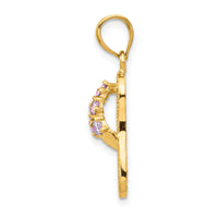 14k  3D February/CZ Birthstone Flip Flop Pendant-D3422