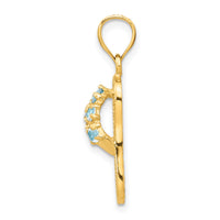 14k  3D March/CZ Birthstone Flip Flop Pendant-D3423