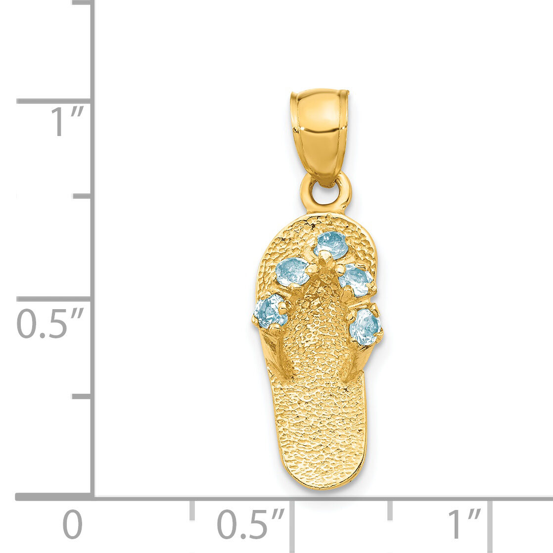 14k  3D March/CZ Birthstone Flip Flop Pendant-D3423