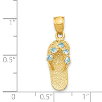 14k  3D March/CZ Birthstone Flip Flop Pendant-D3423