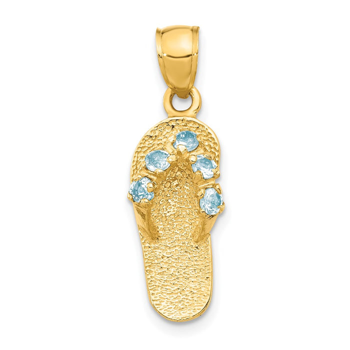 14k  3D March/CZ Birthstone Flip Flop Pendant-D3423