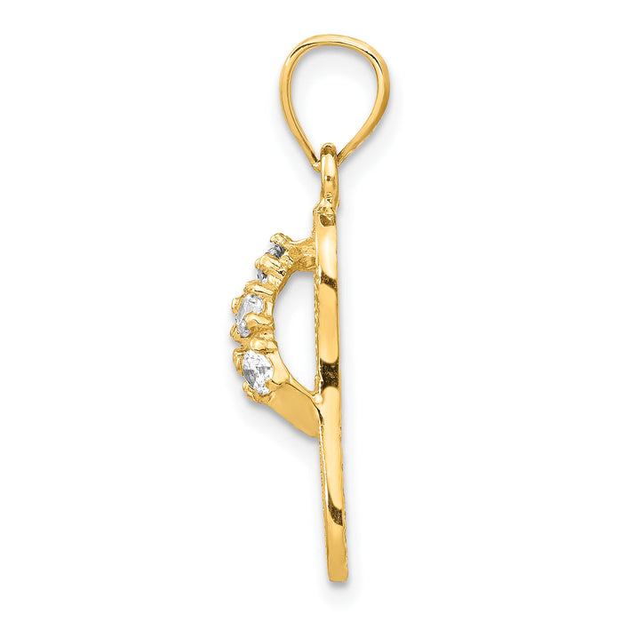 14k  3D April/CZ Birthstone Flip Flop Pendant-D3424