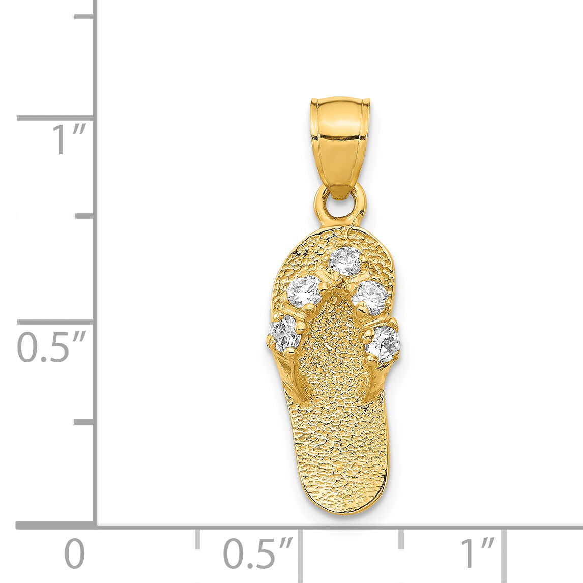 14k  3D April/CZ Birthstone Flip Flop Pendant-D3424