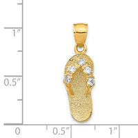 14k  3D April/CZ Birthstone Flip Flop Pendant-D3424