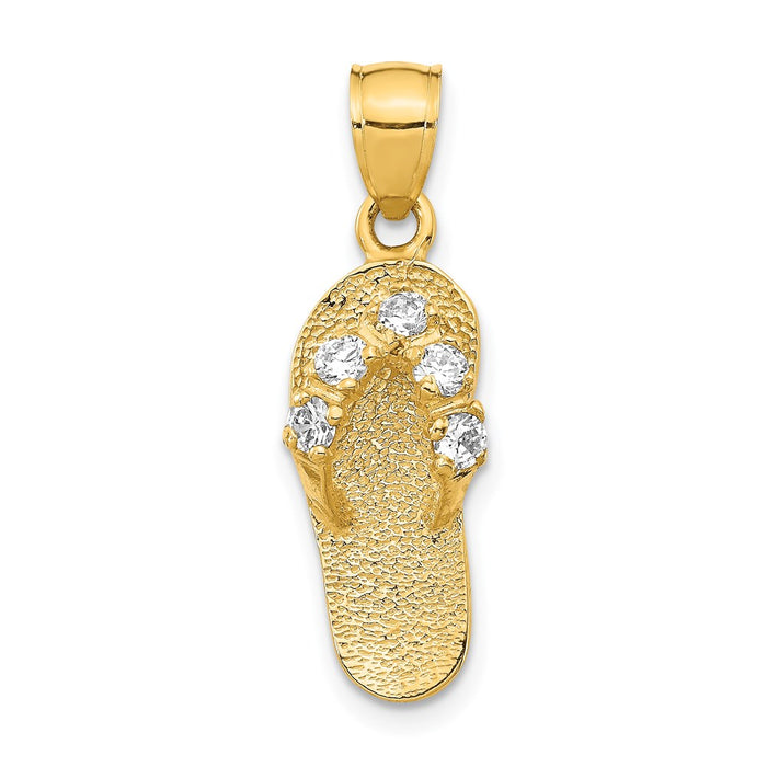 14k  3D April/CZ Birthstone Flip Flop Pendant-D3424