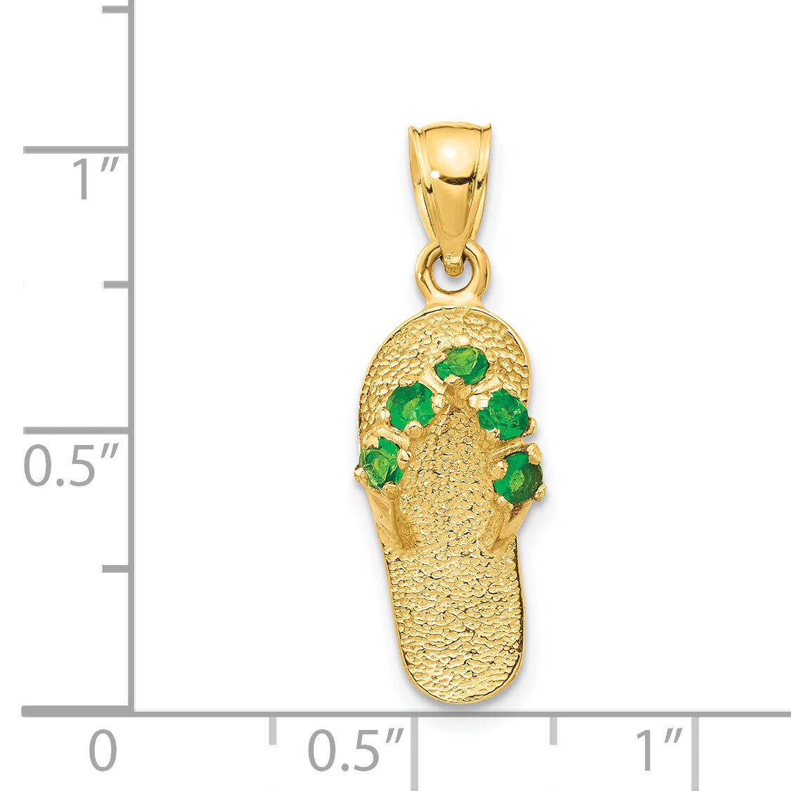 14k  3D May/CZ Birthstone Flip Flop Pendant-D3425