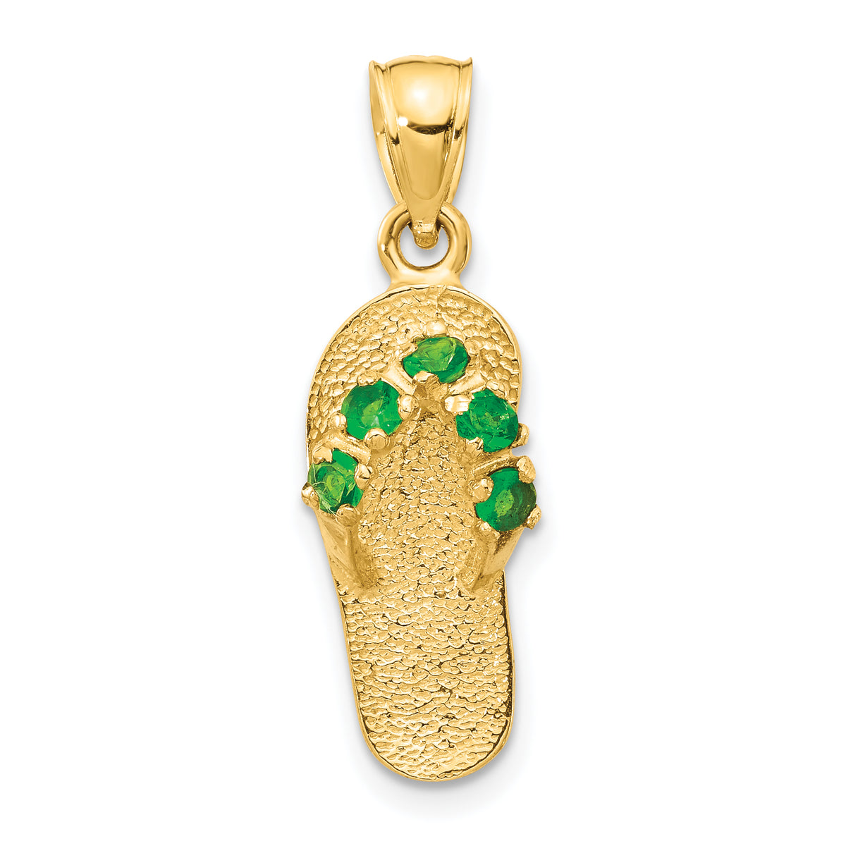 14k  3D May/CZ Birthstone Flip Flop Pendant-D3425
