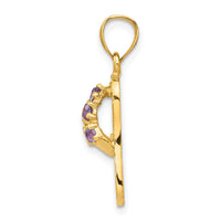 14k  3D June/CZ Birthstone Flip Flop Pendant-D3426
