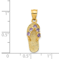 14k  3D June/CZ Birthstone Flip Flop Pendant-D3426
