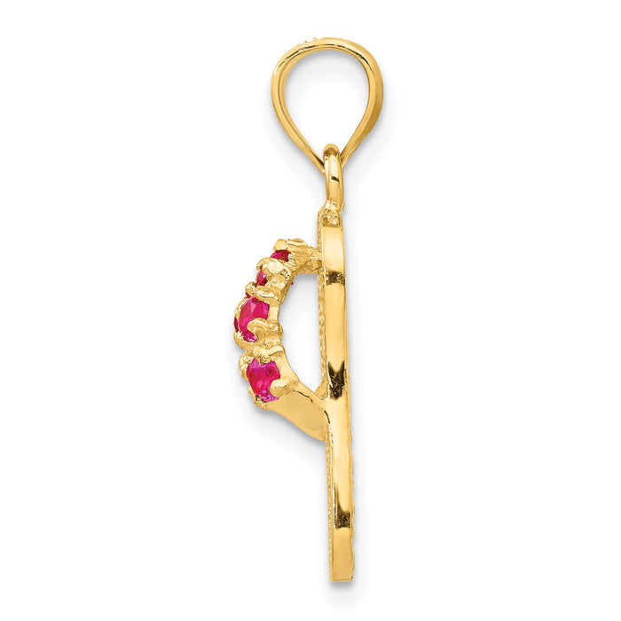 14k  3D July/CZ Birthstone Flip Flop Pendant-D3427