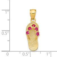 14k  3D July/CZ Birthstone Flip Flop Pendant-D3427