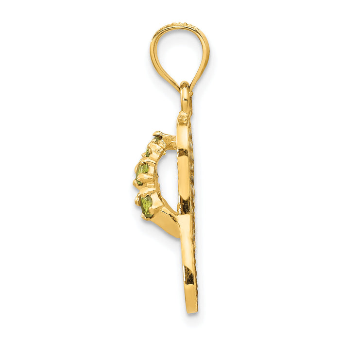 14k  3D August/CZ Birthstone Flip Flop Pendant-D3428