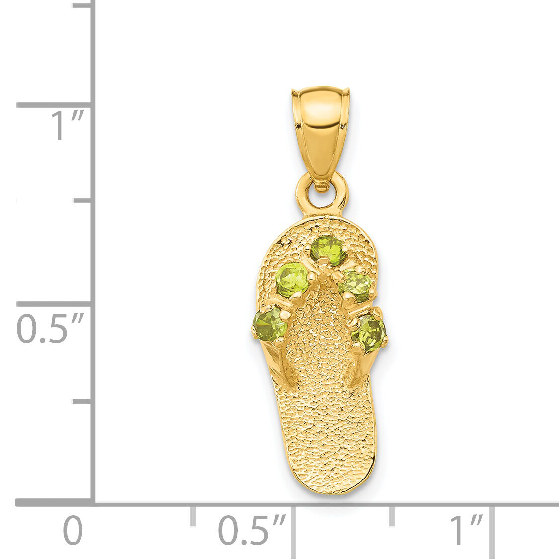 14k  3D August/CZ Birthstone Flip Flop Pendant-D3428