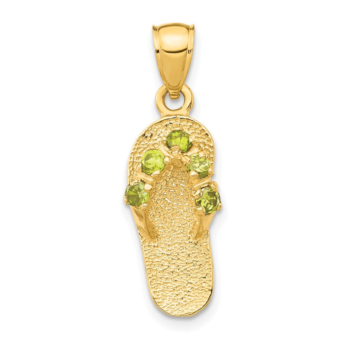 14k  3D August/CZ Birthstone Flip Flop Pendant-D3428