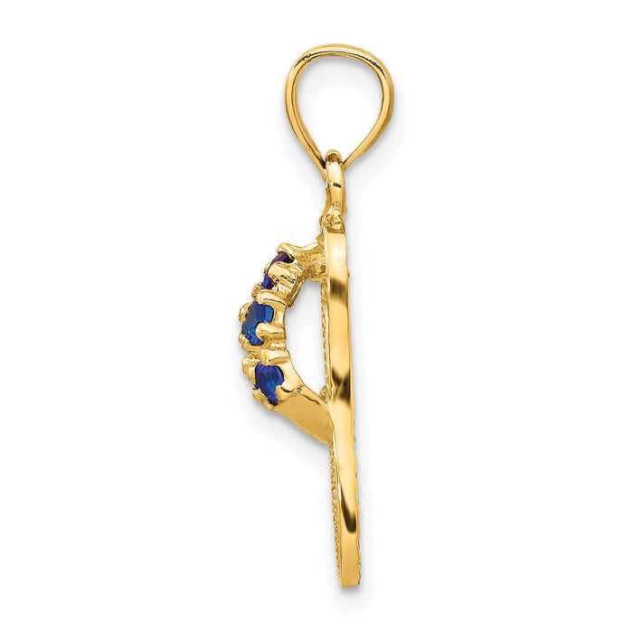 14k  3D September/CZ Birthstone Flip Flop Pendant-D3429