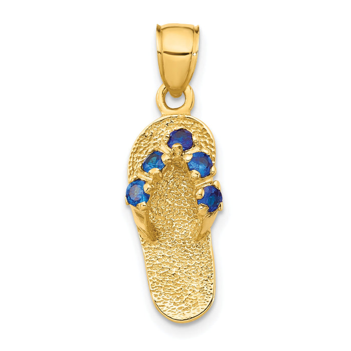 14k  3D September/CZ Birthstone Flip Flop Pendant-D3429