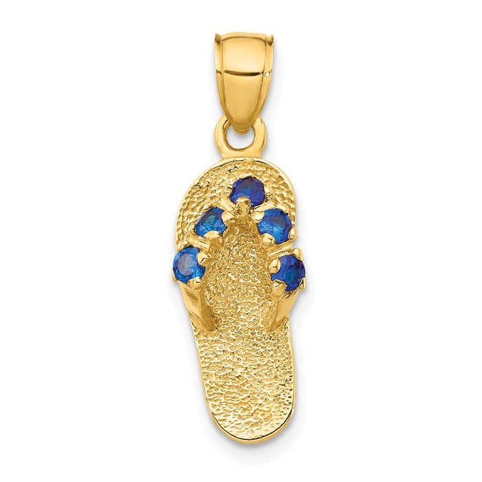 14k  3D September/CZ Birthstone Flip Flop Pendant-D3429