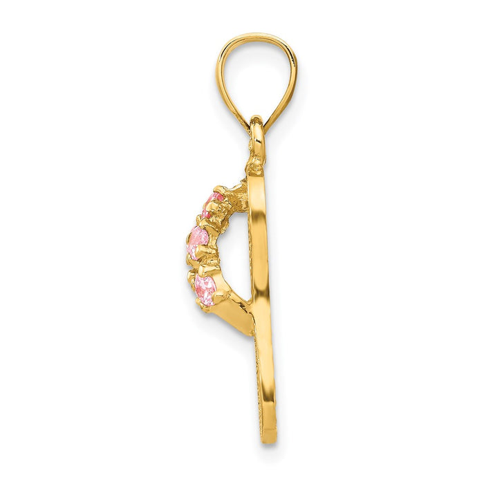 14k  3D October/CZ Birthstone Flip Flop Pendant-D3430