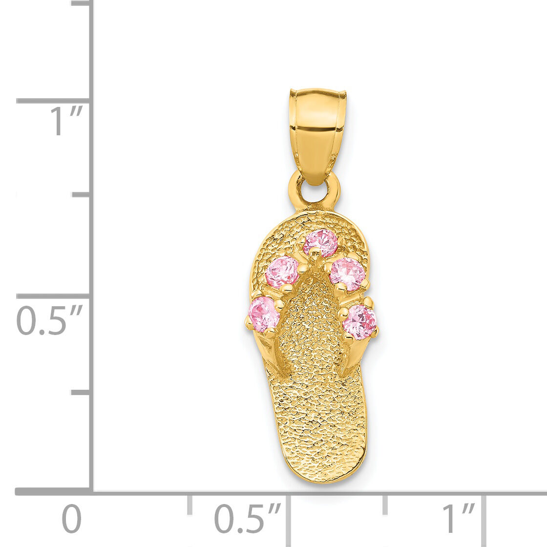 14k  3D October/CZ Birthstone Flip Flop Pendant-D3430