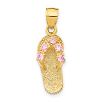 14k  3D October/CZ Birthstone Flip Flop Pendant-D3430