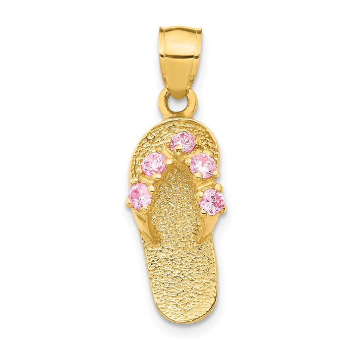 14k  3D October/CZ Birthstone Flip Flop Pendant-D3430