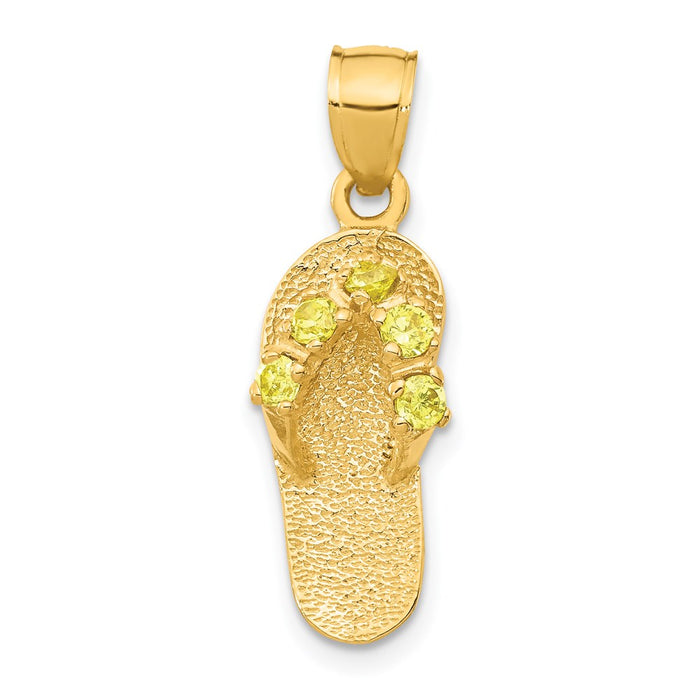 14k  3D November/CZ Birthstone Flip Flop Pendant-D3431