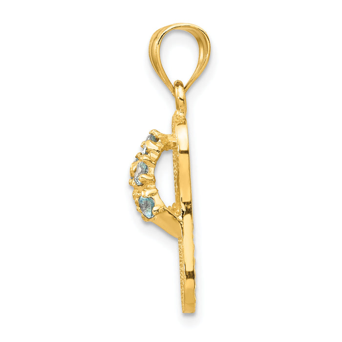 14k  3D December/CZ Birthstone Flip Flop Pendant-D3432