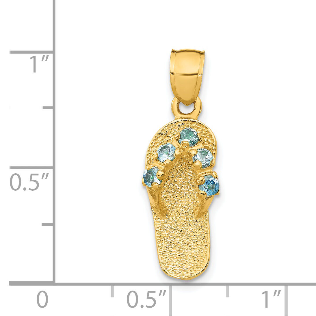 14k  3D December/CZ Birthstone Flip Flop Pendant-D3432
