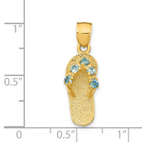 14k  3D December/CZ Birthstone Flip Flop Pendant-D3432